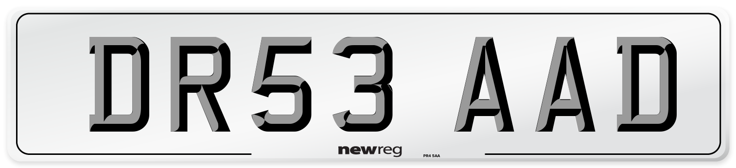 DR53 AAD Number Plate from New Reg
